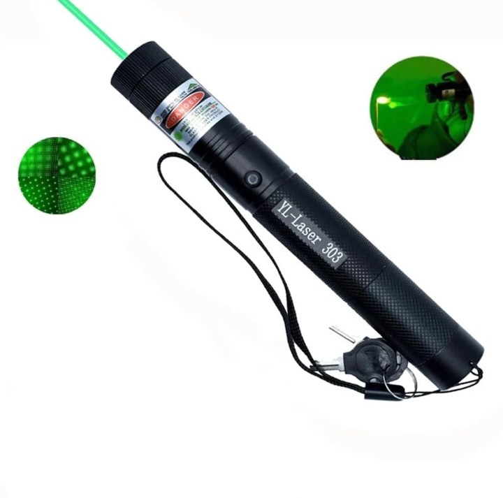 Grüner Hochleistungs-Laserpointer mit robustem Aluminiumgehäuse und ergonomischem Design für präzise Anwendungen.