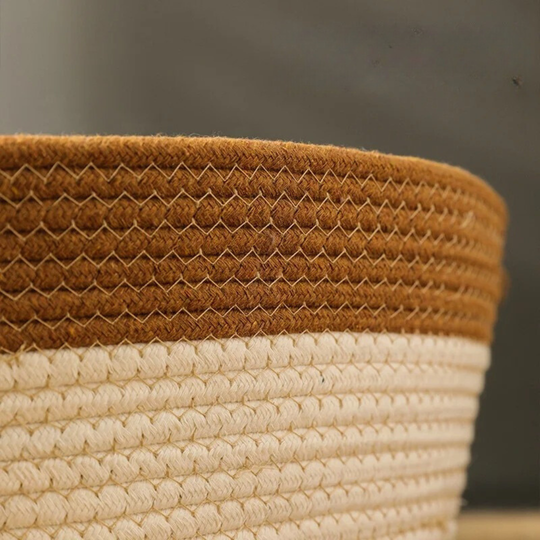 "Handgewebtes Katzenbett aus Baumwollseil mit hohen Seitenwänden, weich und komfortabel, passt in jede Einrichtung"