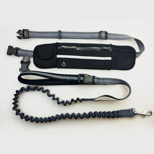 Durable hands-free bungee dog leash with waist belt for pet exercise, ideal for walking, jogging, and outdoor adventures