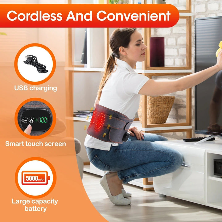 "Heizbare Lendenwirbelstütze mit Massagefunktion für Rückenschmerzen, thermoaktiv, einstellbare Wärmetherapie, gesundheitsför