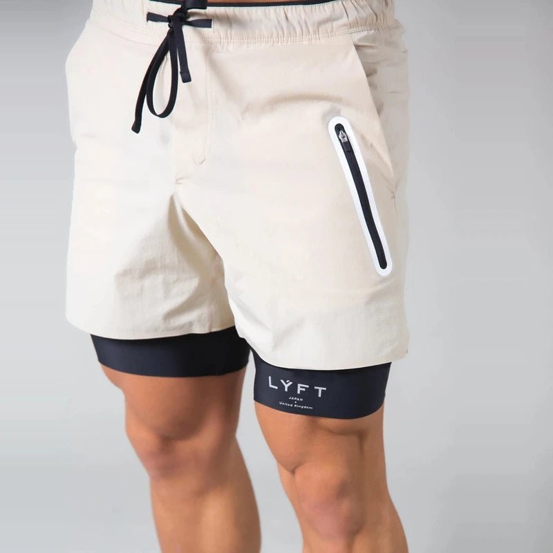"Herren 2-in-1 Sportshorts; enganliegende Kompressionshose & luftige Außenshorts, ideal für Komfort & Bewegungsfreiheit"
