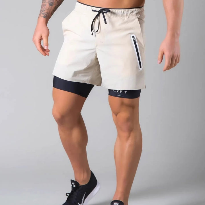 "Herren 2-in-1 Sportshorts; enganliegende Kompressionshose & luftige Außenshorts, ideal für Komfort & Bewegungsfreiheit"