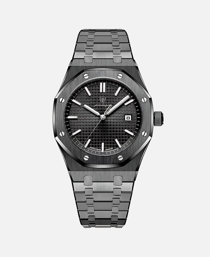 Herren Armbanduhr mit 41mm Edelstahlgehäuse, zeitlos elegant, minimalistisches Design, präzises Quarzwerk, stilvolles Zifferb