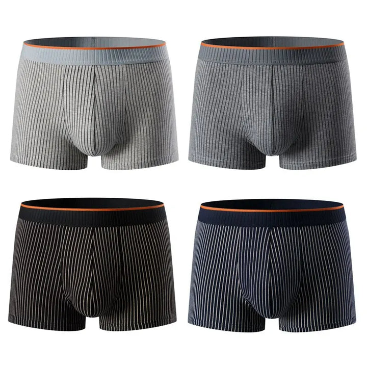 "Herren Baumwoll-Boxershorts, atmungsaktiv, antibakteriell, gestreiftes Muster, komfortabel, elastisch, perfekter Sitz"