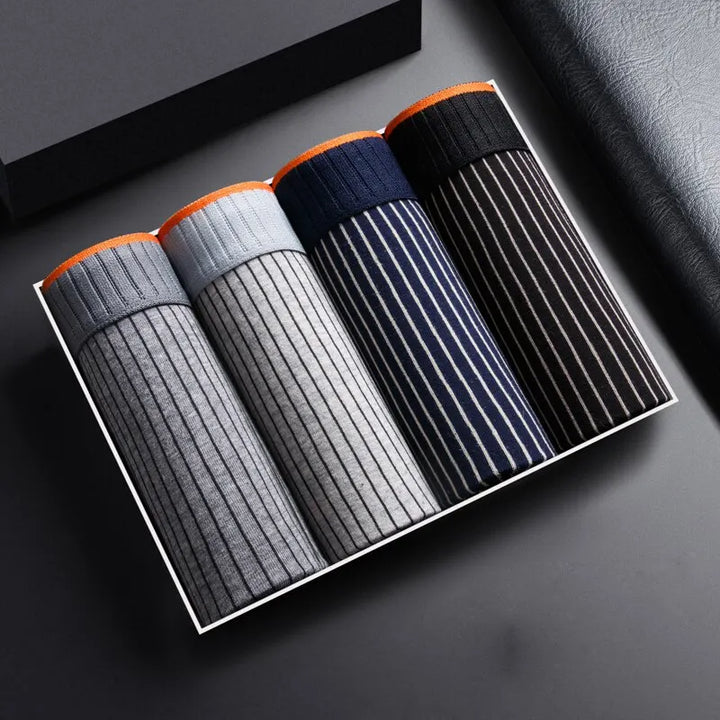 "Herren Baumwoll-Boxershorts, atmungsaktiv, antibakteriell, gestreiftes Muster, komfortabel, elastisch, perfekter Sitz"