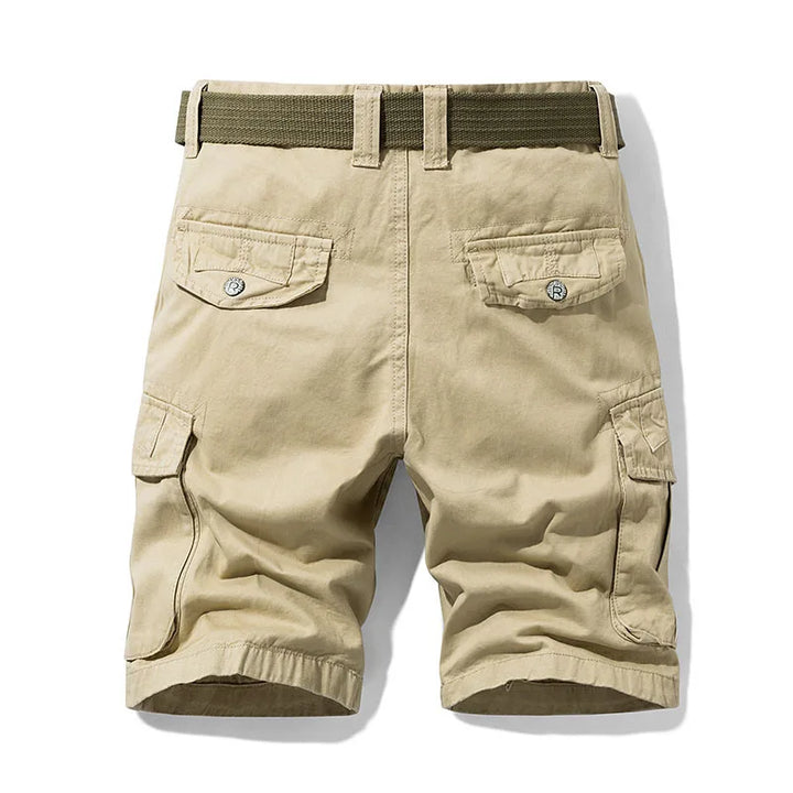 Herren Cargo-Shorts aus robuster Baumwolle, khaki, mit mehreren praktischen Taschen für Outdoor und Alltag.