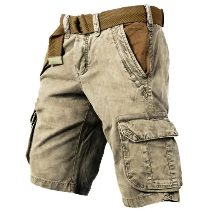 Herren Cargo Shorts im Vintage-Stil aus 100% Baumwolle mit praktischen Cargotaschen, ideal für warme Sommertage.