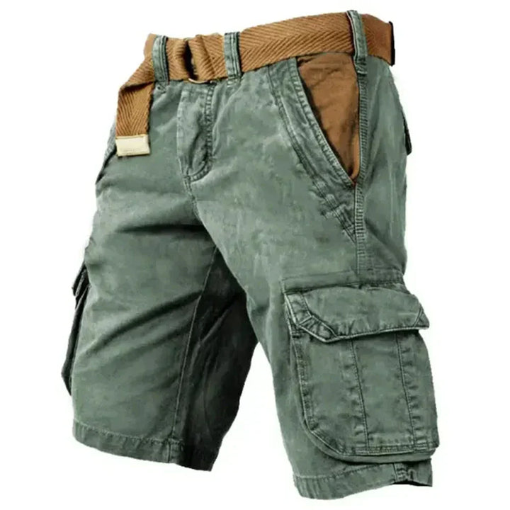 Herren Cargo Shorts im Vintage-Stil aus 100% Baumwolle mit praktischen Cargotaschen, ideal für warme Sommertage.