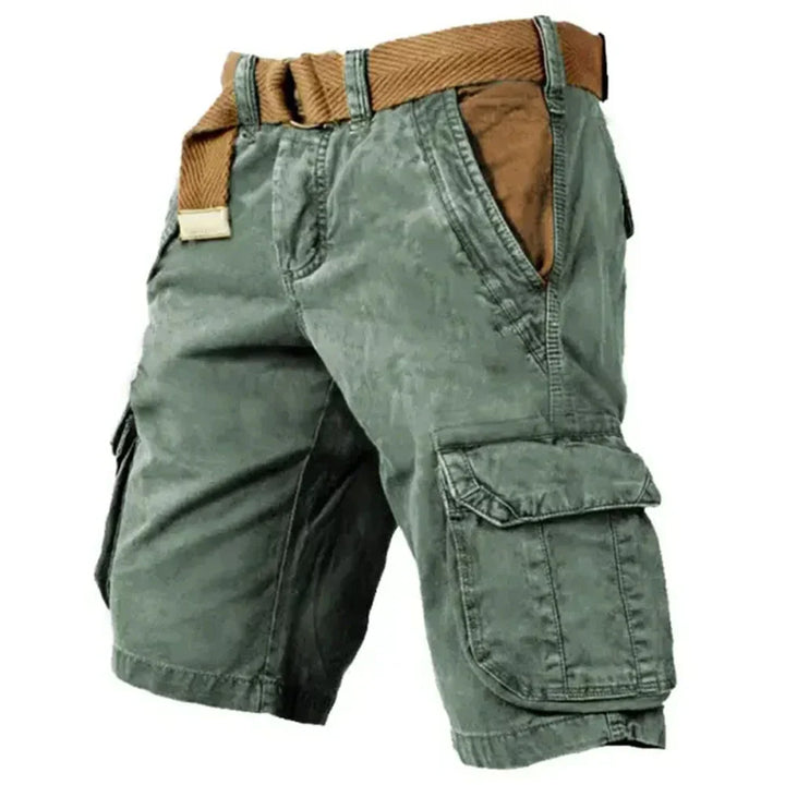 Herren Cargo-Shorts, Vintage-Stil, beige, mit großen Taschen, aus 100% Baumwolle, bequem und atmungsaktiv für Sommer.