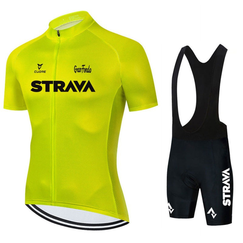"Herren Fahrradbekleidung Set, atmungsaktives Trikot und Bib-Shorts, modernes Design in Schwarz, mit ergonomischer Passform"