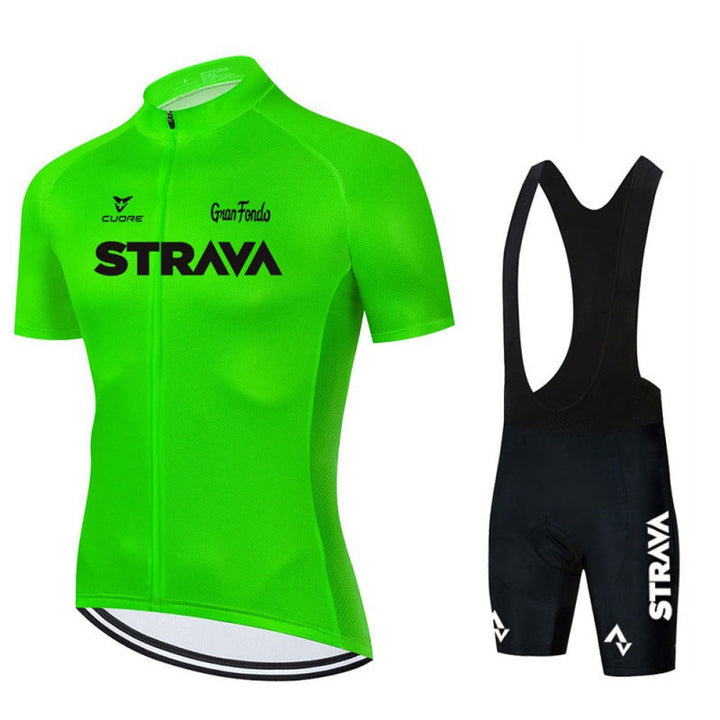 "Herren Fahrradbekleidung Set, atmungsaktives Trikot und Bib-Shorts, modernes Design in Schwarz, mit ergonomischer Passform"