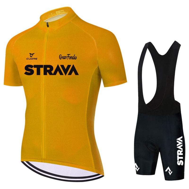 "Herren Fahrradbekleidung Set, atmungsaktives Trikot und Bib-Shorts, modernes Design in Schwarz, mit ergonomischer Passform"