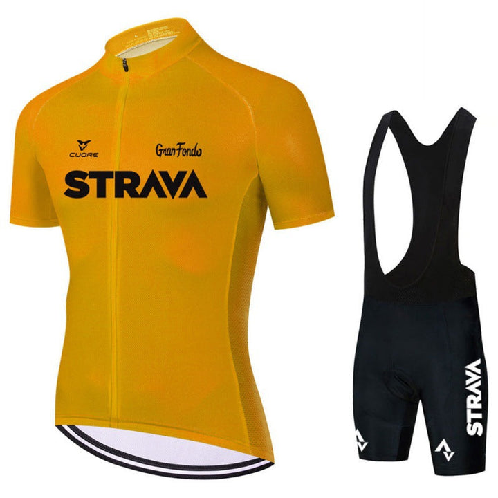 "Herren Fahrradbekleidung Set, atmungsaktives Trikot und Bib-Shorts, modernes Design in Schwarz, mit ergonomischer Passform"