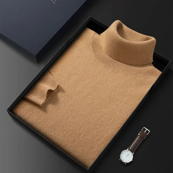 "Herren Kaschmir-Rollkragenpullover, weich, elegant, zeitlos, ideal für kalte Tage, luxuriöse Qualität und Komfort"
