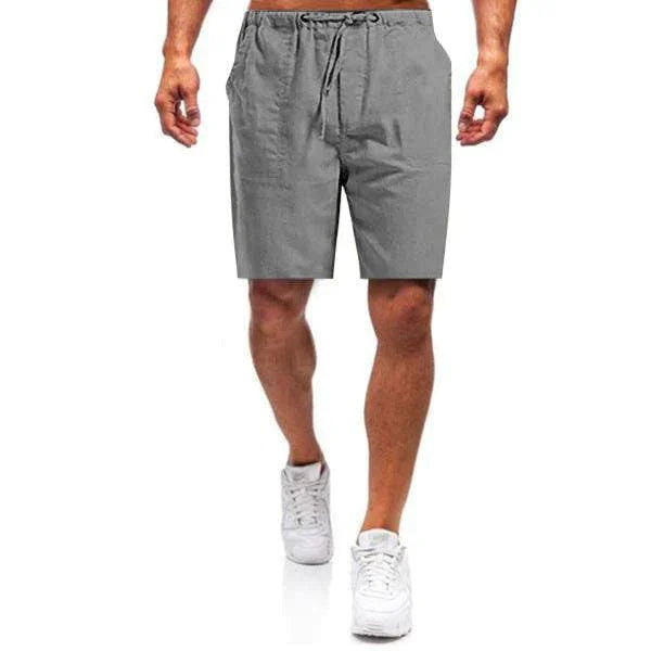 "Herren Leinen Shorts, atmungsaktiv, in verschiedenen Farben, mit elastischem Bund und Kordelzug, ideal für Sommer."