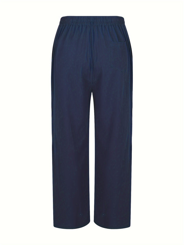 "Herren Leinenhosen groß, atmungsaktiv, beige, mit elastischem Bund, modisch und komfortabel für Freizeit"