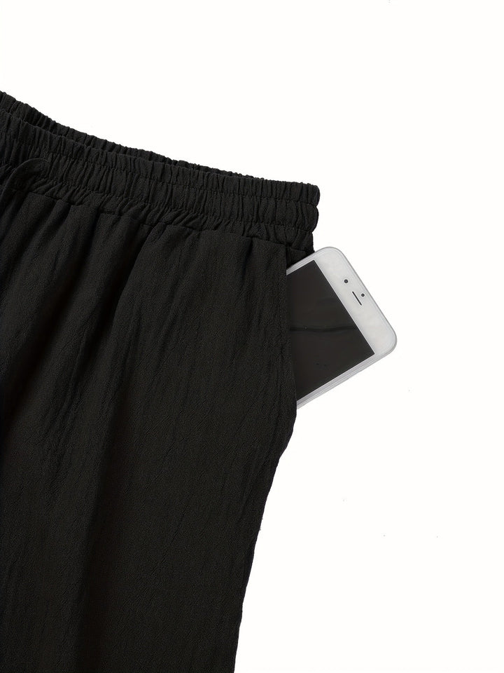 "Herren Leinenhosen groß, atmungsaktiv, beige, mit elastischem Bund, modisch und komfortabel für Freizeit"