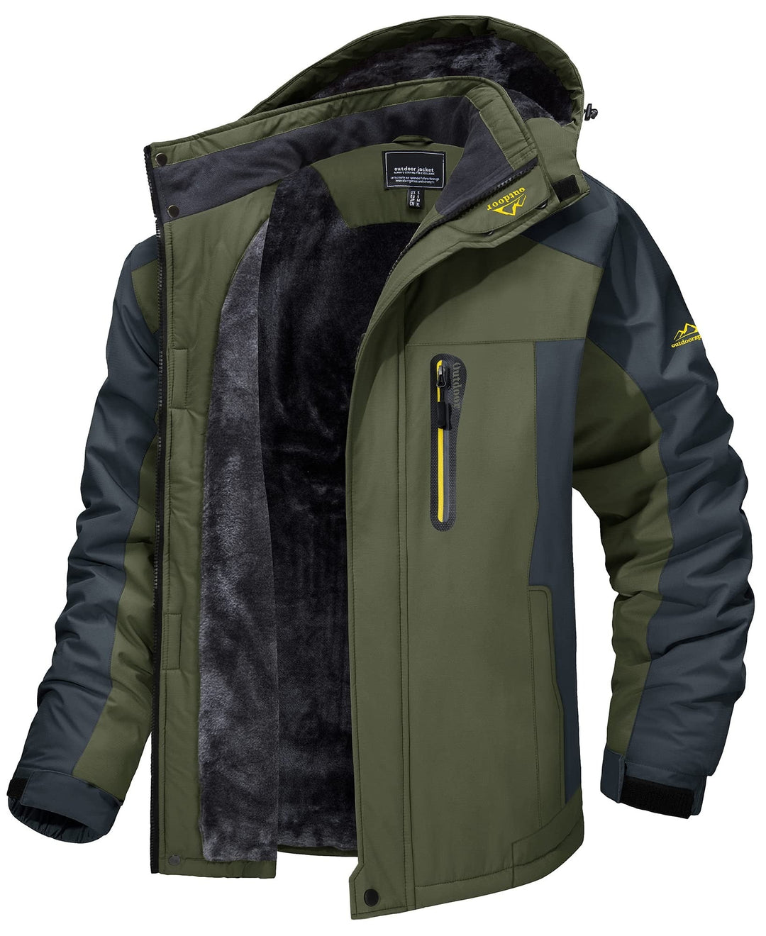 "Herren Outdoor Jacke in Armeegrün, wind- und wasserdicht, ideal für jedes Wetter, modernes Design, vielseitig einsetzbar"