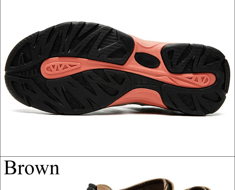 "Herren Outdoor Ledersandalen aus robustem Rindsleder, braun, mit elastischem Verschluss und rutschfester Gummisohle."