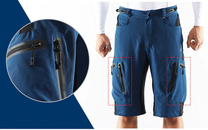 "Herren Outdoor Radhose, atmungsaktiv, elastischer Bund, Reißverschlusstaschen, ideal für Radfahren und Outdoor-Abenteuer."