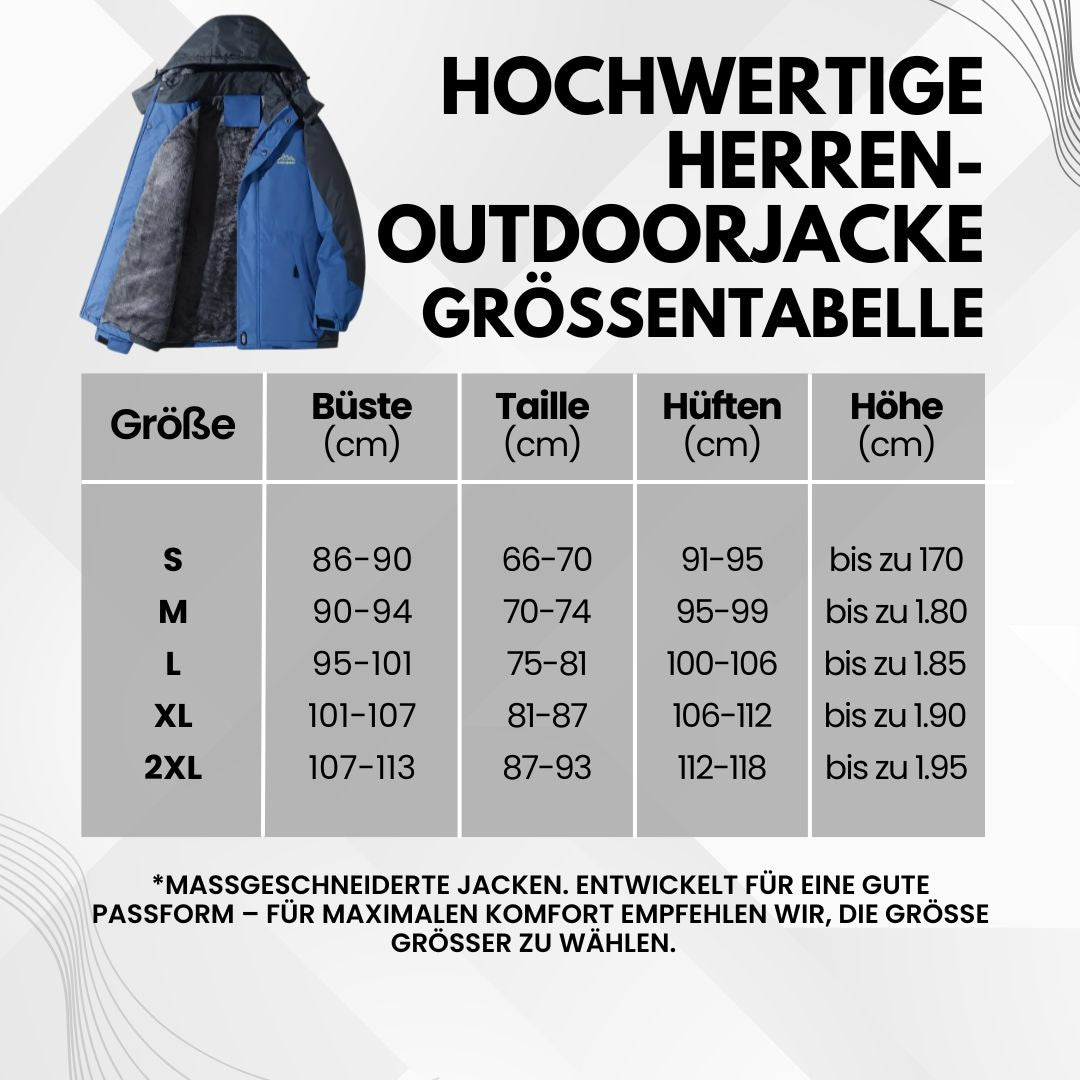 Herren-Outdoorjacke mit Kapuze, wasserdicht und winddicht, stilvolles Color-Block-Design, ideal für Herbst und Winter.