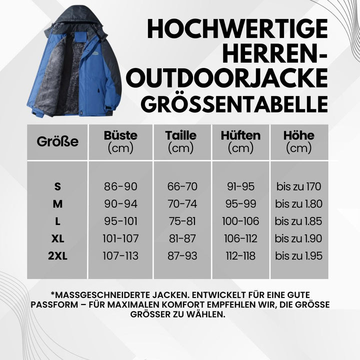 Herren-Outdoorjacke mit Kapuze, wasserdicht und winddicht, stilvolles Color-Block-Design, ideal für Herbst und Winter.