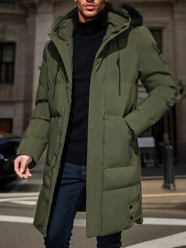 Herren Parka: langer, wasserdichter und wärmender Mantel, ideal für kalte Tage, stilvoll und vielseitig einsetzbar.