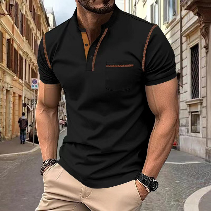 "Herren Polo in elegantem Design, zeitloser Schnitt, navyblau, kurzärmelig, perfekt für Freizeit und spezielle Anlässe"