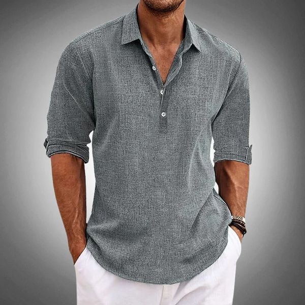 "Herren Polo Shirt, atmungsaktiv aus 100% Leinen, elegante Silhouette in sommerlichen Farben, ideal für Casual und formelle A