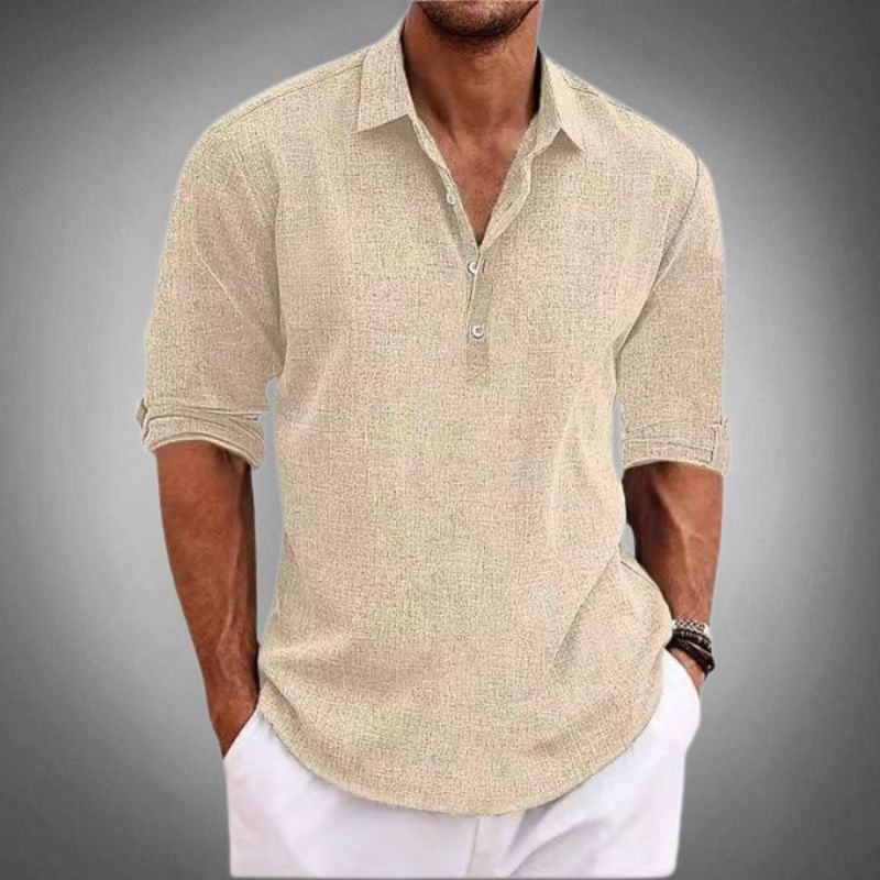 "Herren Polo Shirt, atmungsaktiv aus 100% Leinen, elegante Silhouette in sommerlichen Farben, ideal für Casual und formelle A