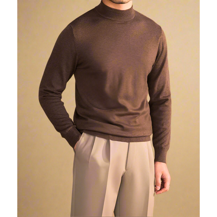 "Herren Rollkragen-Pullover aus Wolle, elegant und klassisch, in zeitlosem Design, ideal für formelle und lässige Anlässe."