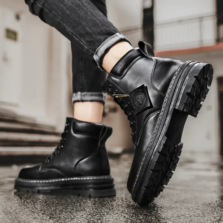 "Herren-Schnürstiefel wasserdicht, rutschfest, aus hochwertigem Leder, stilvoll und robust, mit Komfortsohle für sicheren Hal