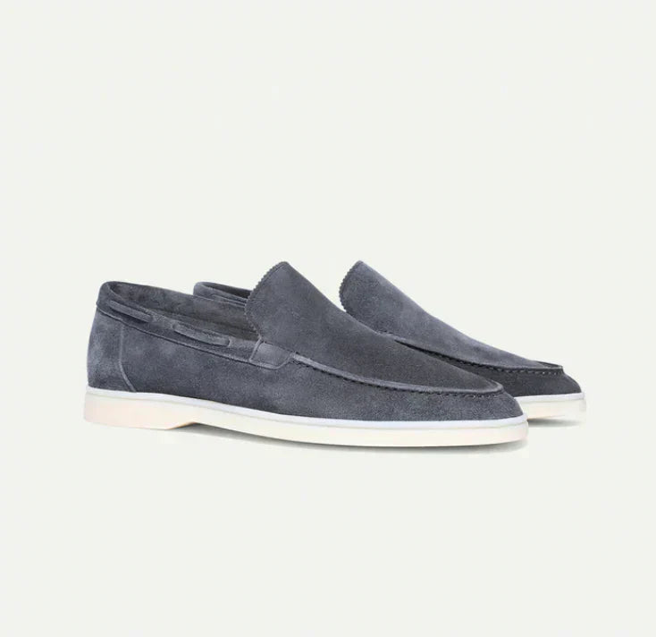 "Herren Wildleder-Slipper, elegant, komfortabel, in braunem Nachahmung Wildleder mit flexibler Gummisohle, Slip-on-Design"