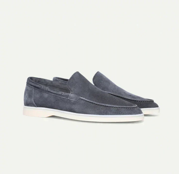 "Herren Wildleder-Slipper, elegant, komfortabel, in braunem Nachahmung Wildleder mit flexibler Gummisohle, Slip-on-Design"