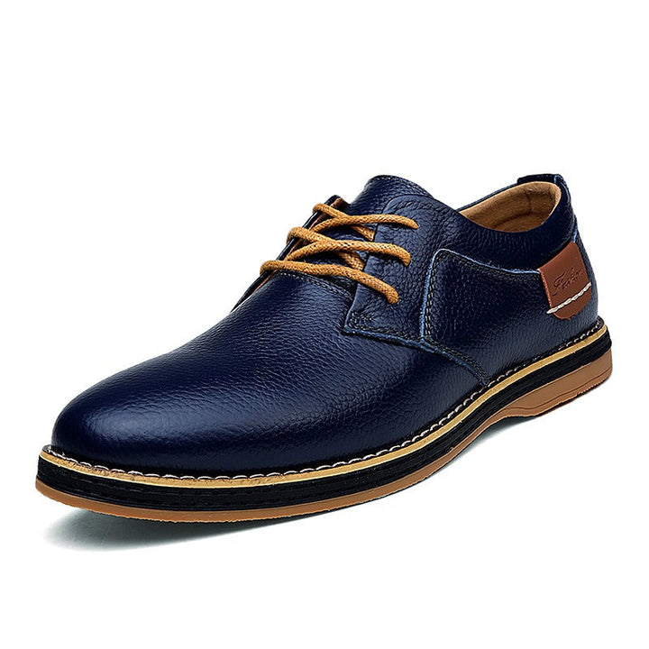 Herrenleder-Oxfordschuhe in Blau, hochwertiges Leder, klassische Eleganz, robust mit Gummisohle, ideal für alle Anlässe.
