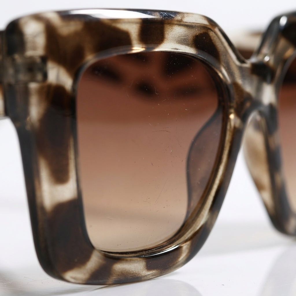 Carlotta square fashion sunglasses for women; chic mirrored eyewear.