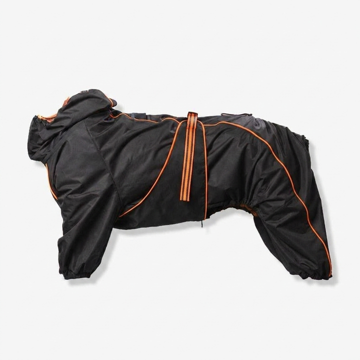 Comfortable & adjustable waterproof rain coat for large dogs, providing ultimate protection from rain and wind during outdoor adventures.
