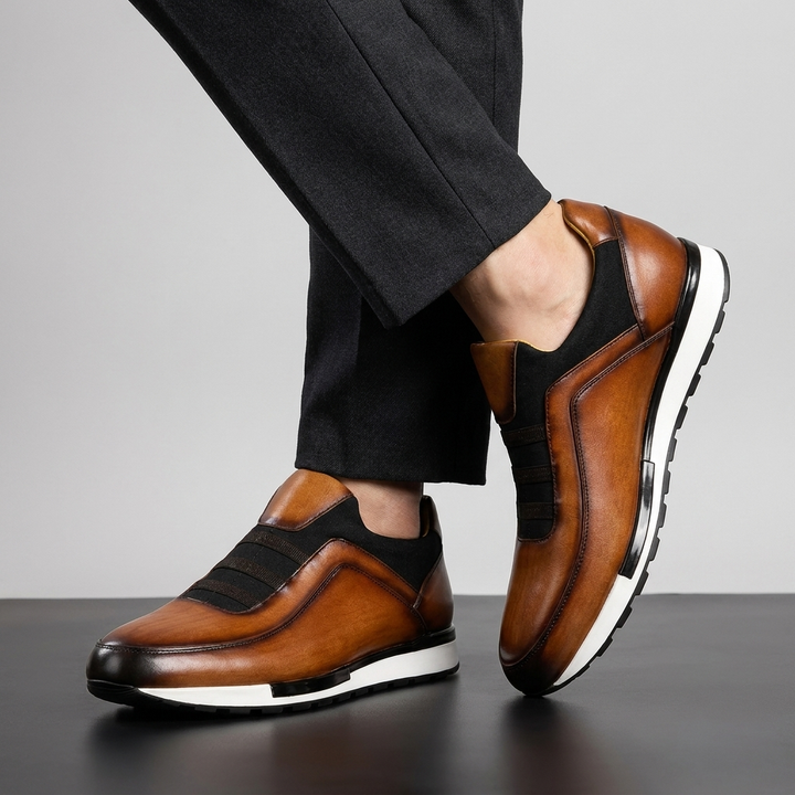 Men's velour leather brogue dress shoes, classic style, comfortable.
