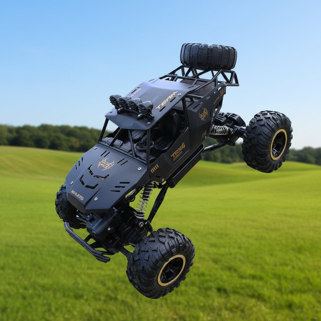 High-speed 4x4 RC monster truck with remote control, durable design for extreme off-road hobby adventures.