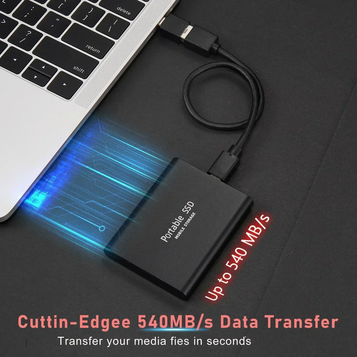 Compact 2TB black Ultraspeed external SSD, ideal for professional data storage and quick file access on the go.
