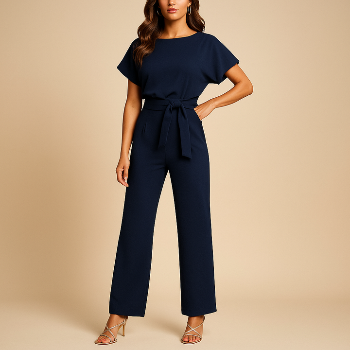 Stylish women's lace-up high-waisted jumpsuit. Versatile for casual chic, formal events, or modern office outfits.
