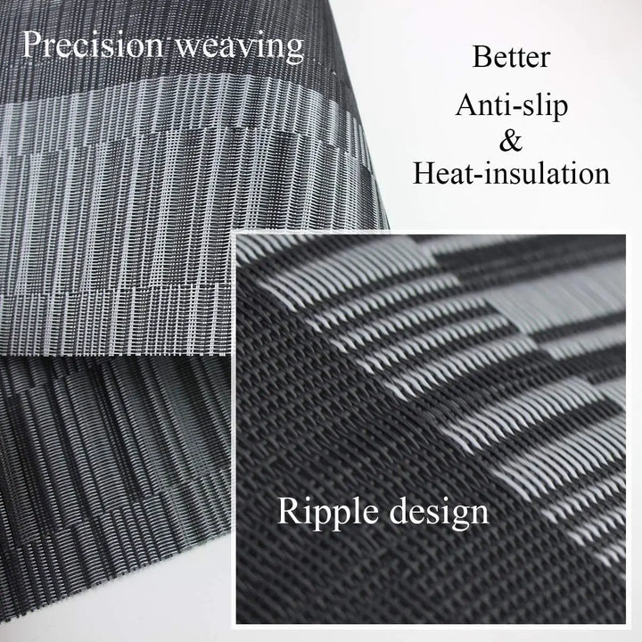 "Hitzebeständige, elegante PVC-Tischsets, 4 Stück, in Braun und Silber, waschbar, rutschfest, 30x45 cm, dekorativ."