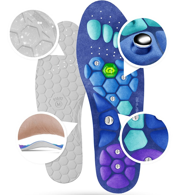 "Hochwertige Einlegesohlen für Damen, fördern Gewichtsabnahme, mit Akupressur für Komfort und verbesserte Blutzirkulation."