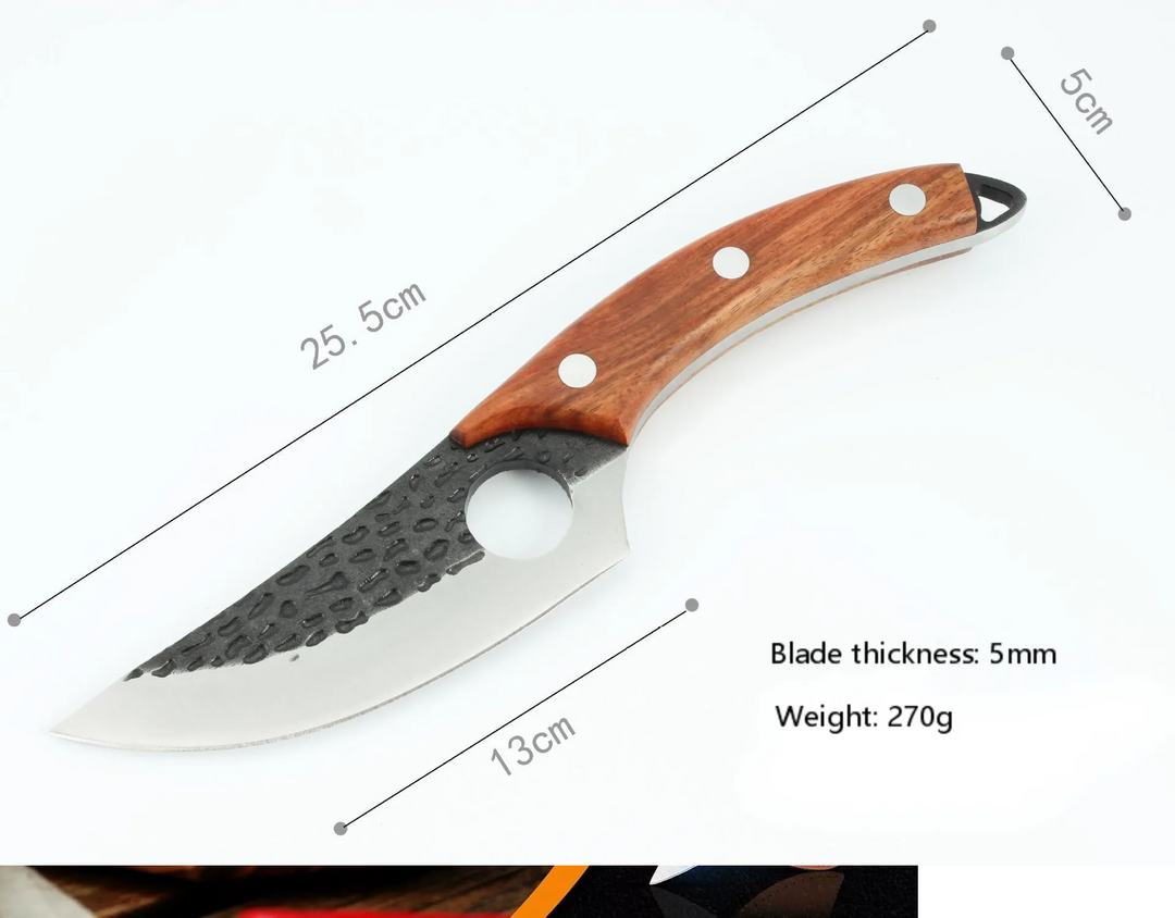 Hochwertiges Küchenmesser mit scharfer, rostfreier Klinge und ergonomischem Holzgriff, ideal für Köche zuhause und Profis.