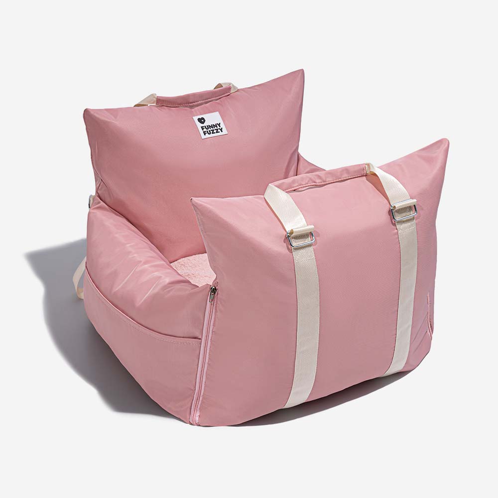 "Hunde-Autositzbett, grau, Einzelsitz, mit verstellbaren Gurten und abnehmbarem Bezug für Sicherheit und Komfort."