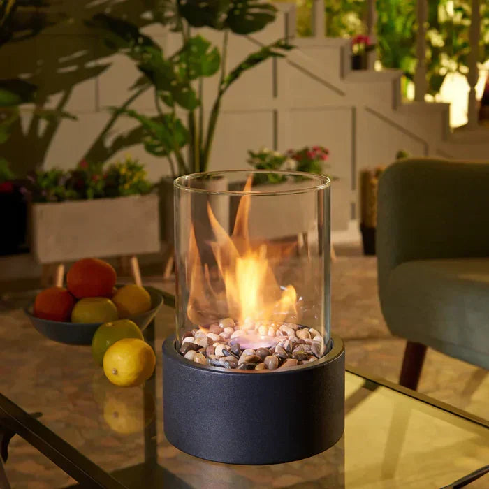 Elegant portable gas lantern providing warm ambiance for both indoor and outdoor spaces.
