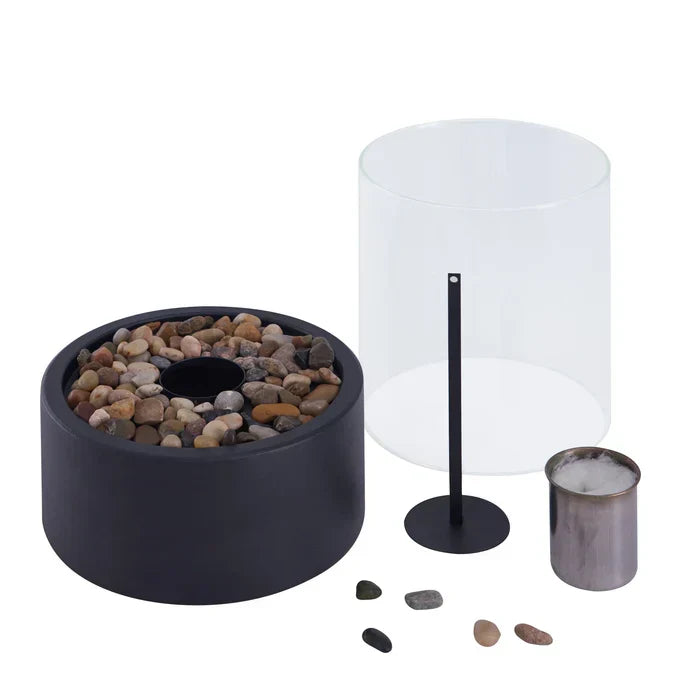 Elegant steel and glass portable gas lantern, a versatile solution for outdoor & indoor ambiance.
