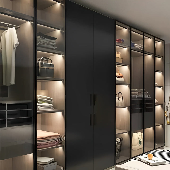 Modern LED under cabinet rigid strip lighting, perfect for angled task illumination in home kitchens.
