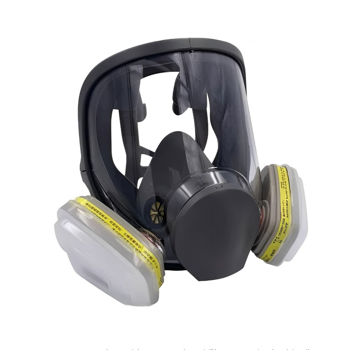 Unisex full face respirator mask with anti-fog lens for comprehensive personal protection & work safety.