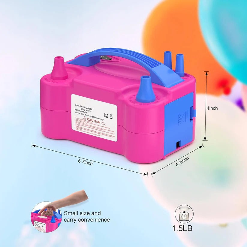 Efficient electric balloon inflator for party planners, featuring dual nozzles for quick event setup.
